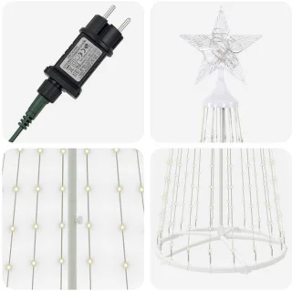 vidaXL led-kegelkerstboom van staal in wit