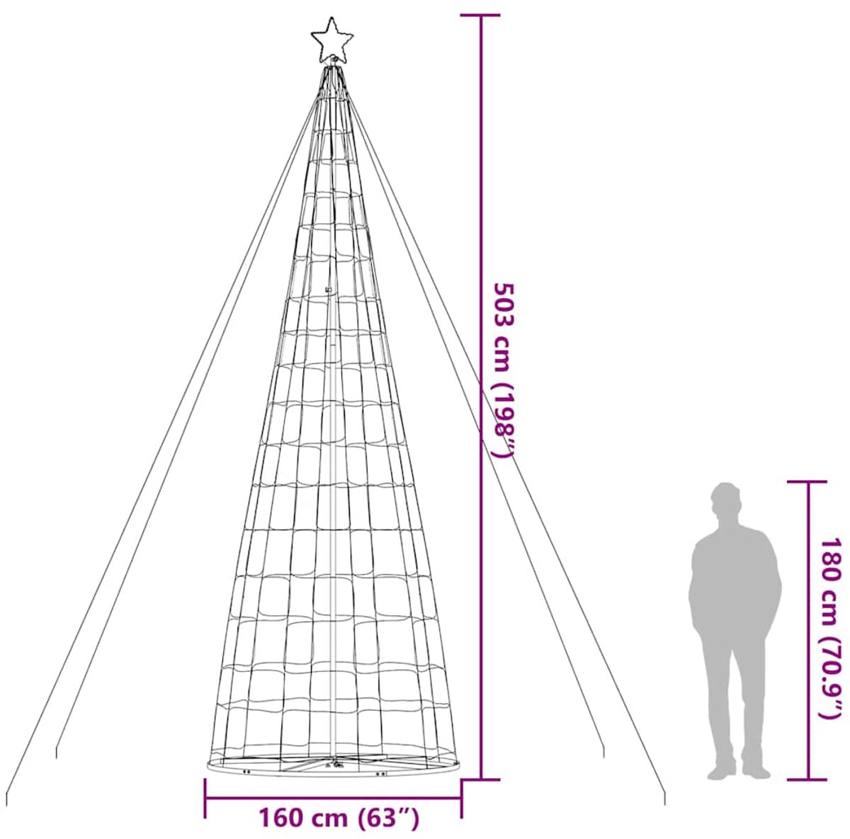 vidaXL LED-kerstboom 1534 LEDs warm wit 503 cm