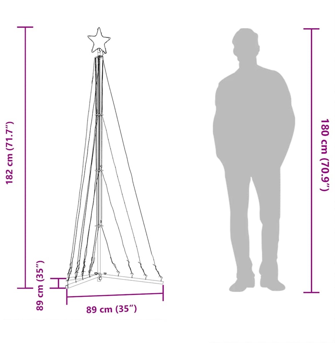 vidaXL LED Kerstboom 182 cm 339 LEDs Koud Wit