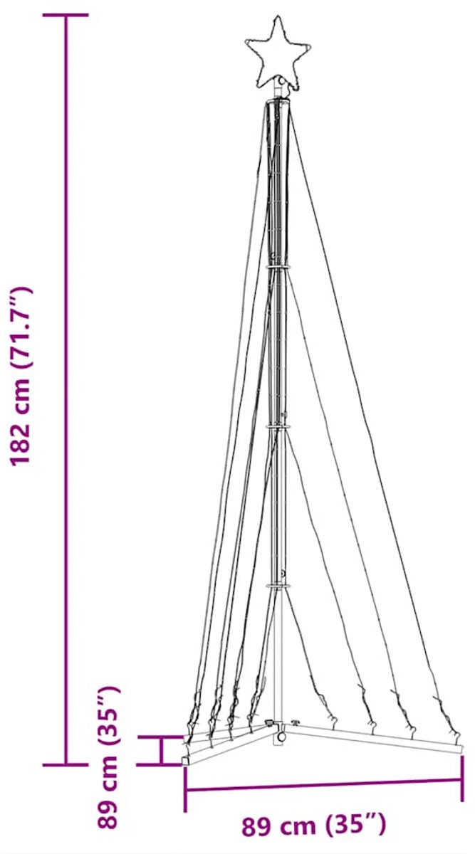 vidaXL LED Kerstboom 182 cm 339 LEDs Koud Wit