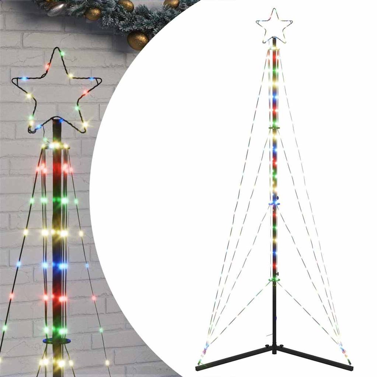 vidaXL LED-kerstboom 182 cm 363 LEDs kleurrijk