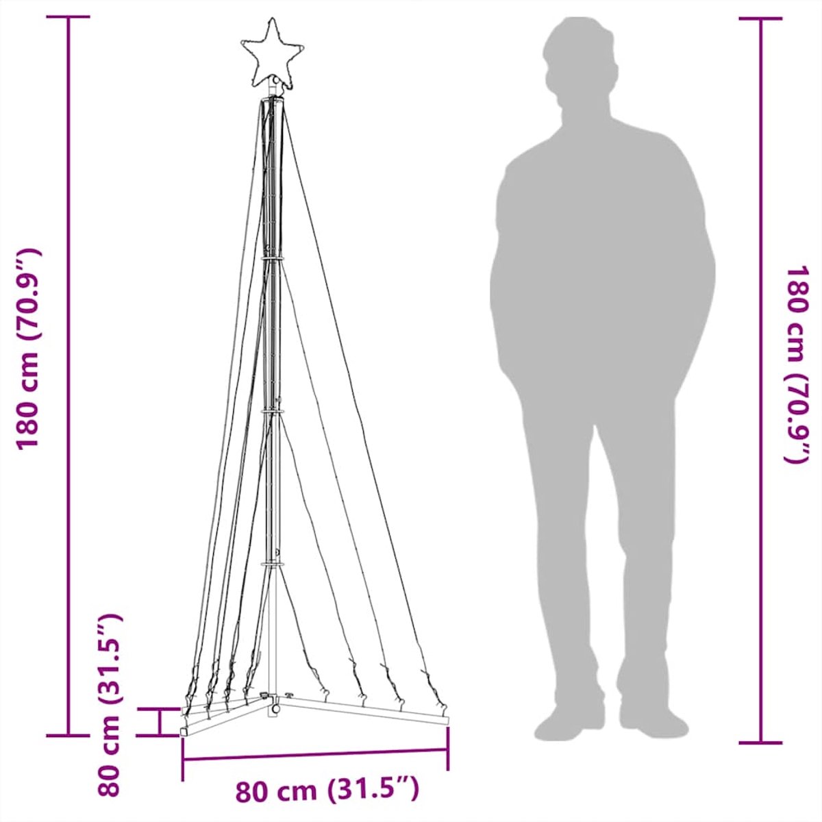 vidaXL LED-kerstboom 187 cm blauw