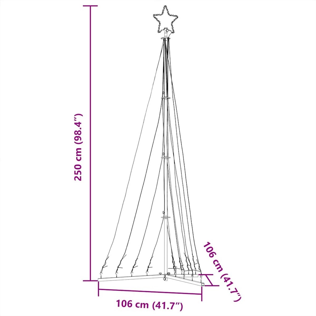 vidaXL LED-kerstboom 249 cm 447 LEDs warm wit