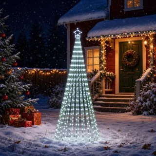 vidaXL LED-kerstboom 250 cm met 475 koelwitte ledlampjes van zwart staal