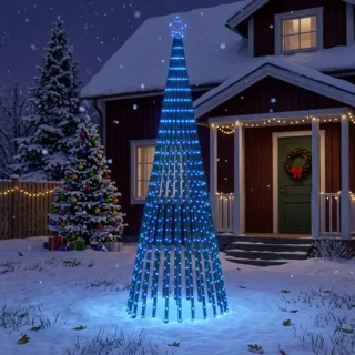 vidaXL LED-kerstboom 300 cm blauw staal zwart