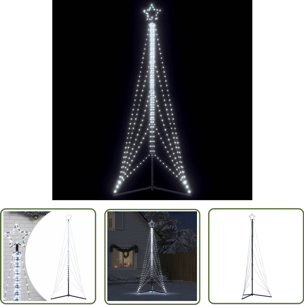 vidaXL LED kerstboom 302 cm koud wit 525 LEDs