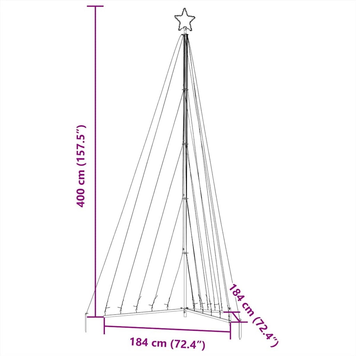 vidaXL LED kerstboom 399 cm 570 LEDs koud wit