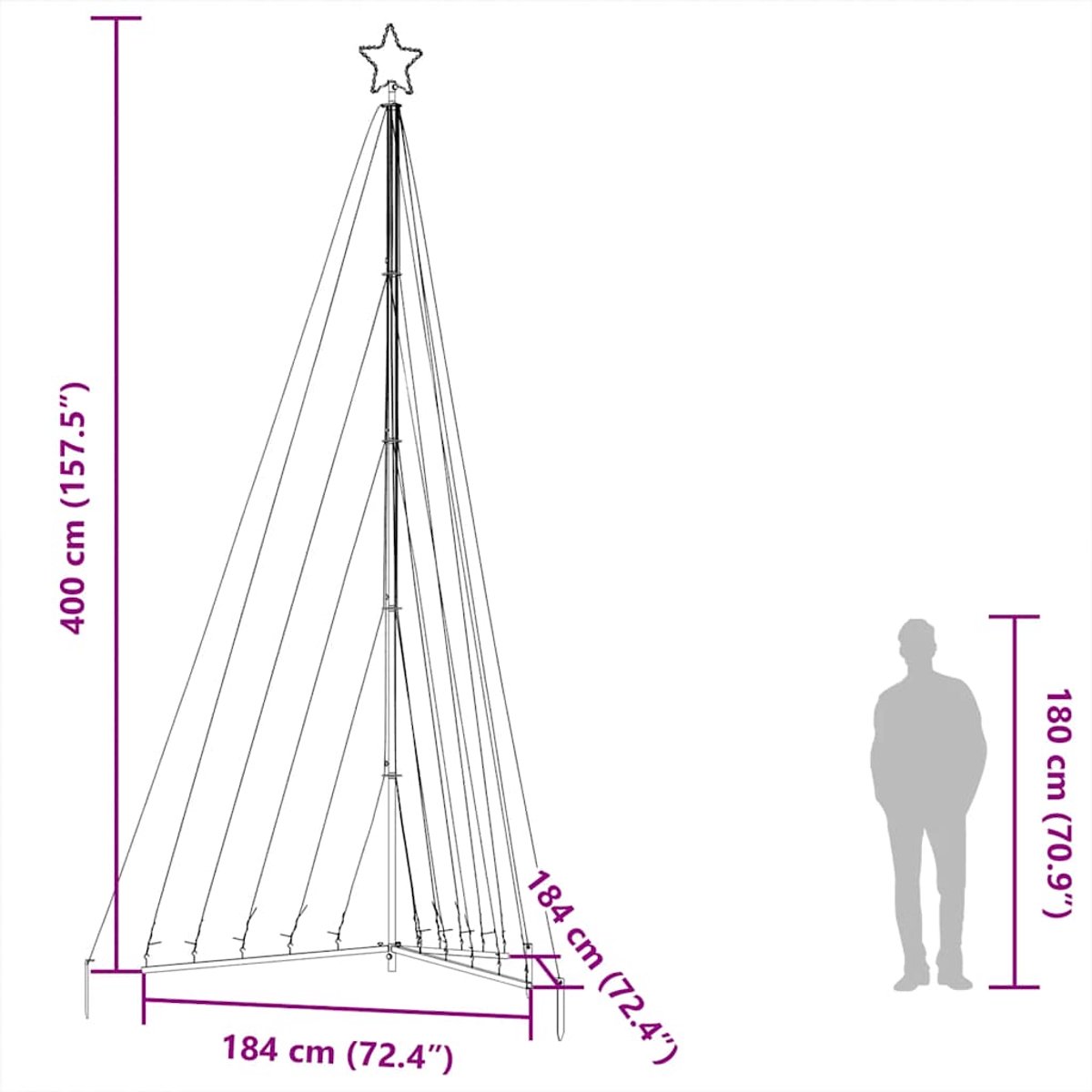 vidaXL LED-kerstboom 399 cm blauw