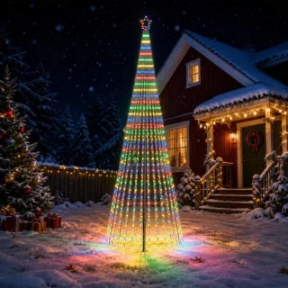 vidaXL LED-kerstboom 400 cm – meerkleurig, staal, zwart