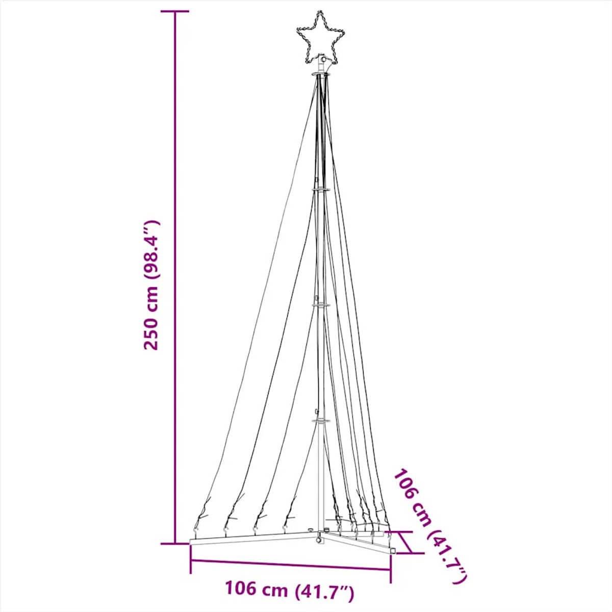 vidaXL LED-kerstboom 447 LEDs 249 cm blauw