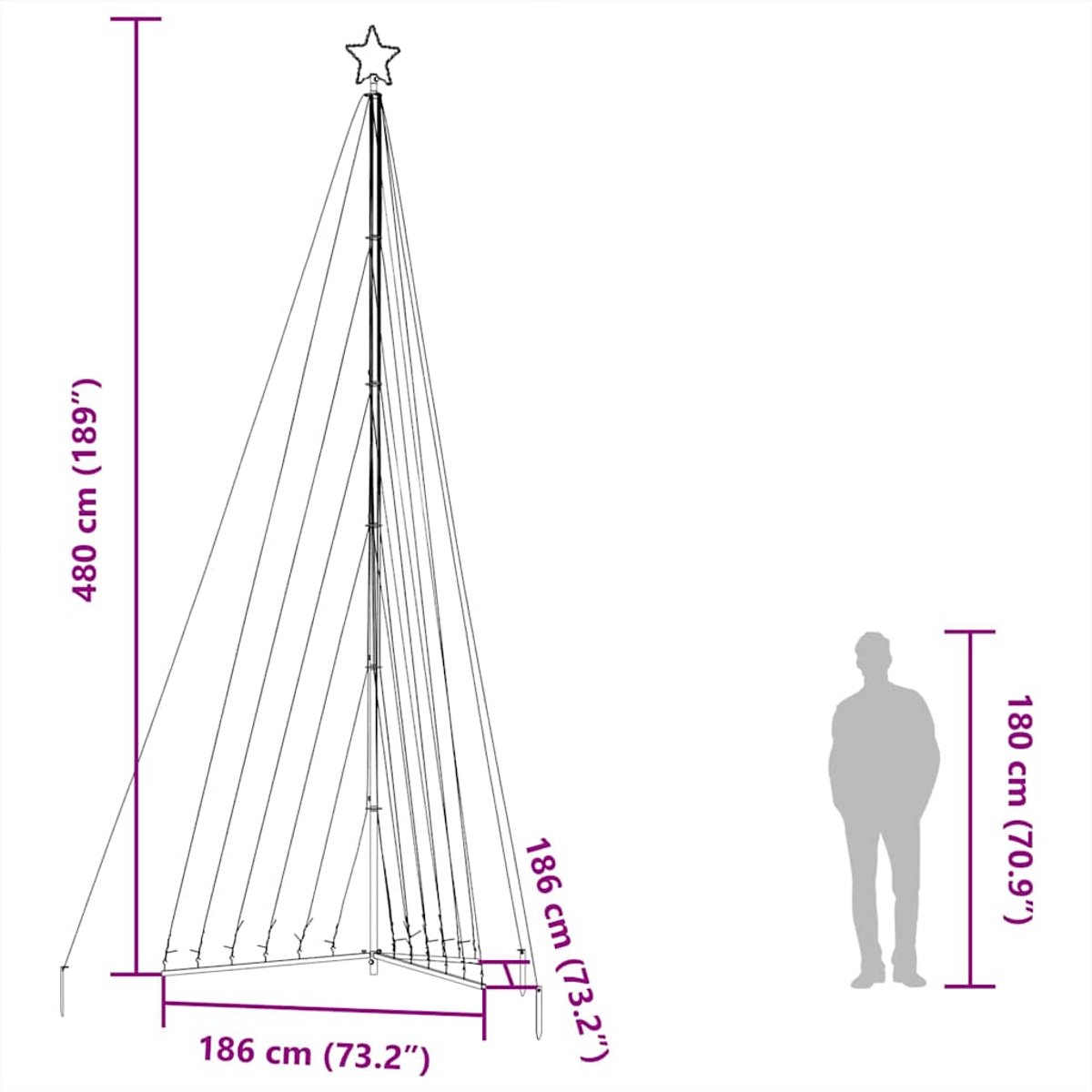 vidaXL LED-kerstboom 476 cm 789 LEDs
