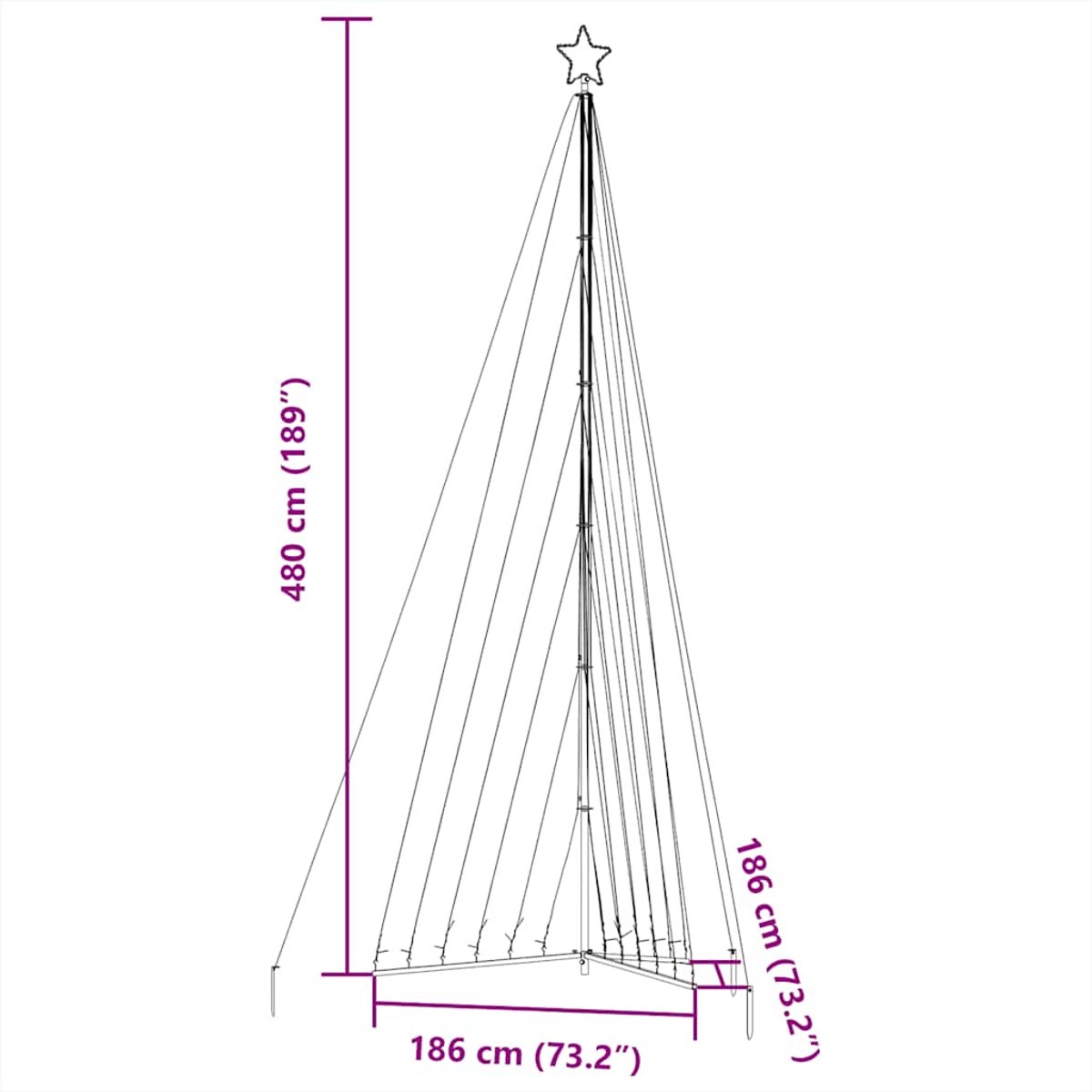 vidaXL LED-kerstboom 476 cm blauw