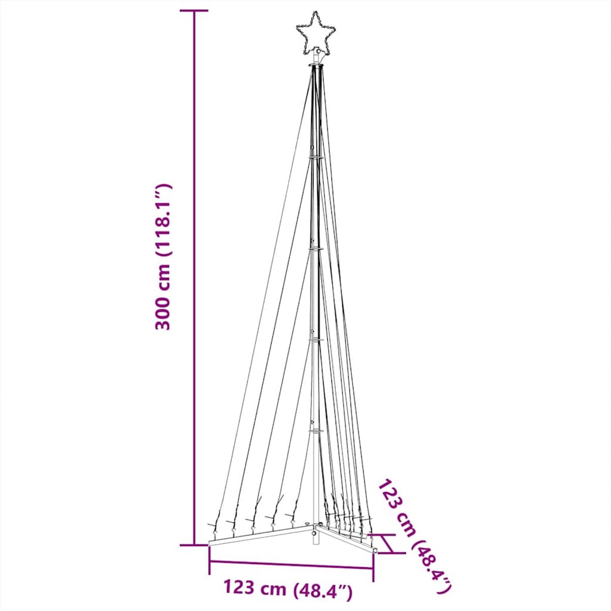 vidaXL LED-kerstboom 495 LEDs 300,5 cm blauw