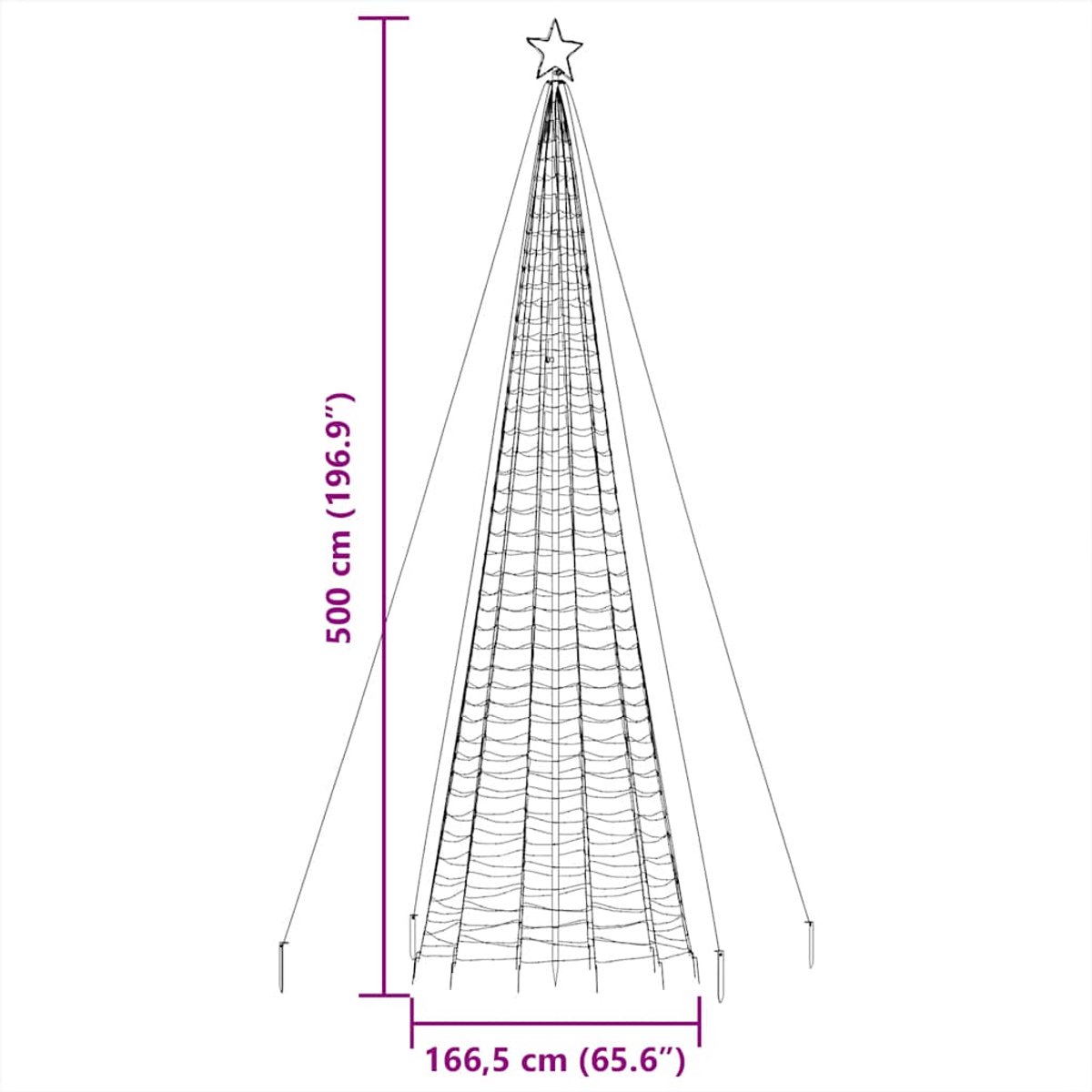 vidaXL LED-kerstboom 500 cm blauw 1534 LEDs