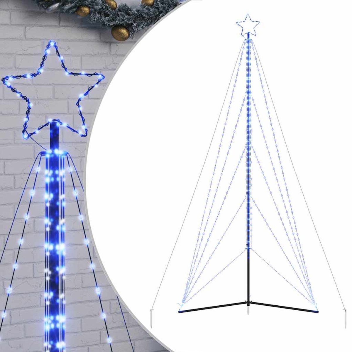 vidaXL LED Kerstboom 615 LEDs 404,5 cm Blauw