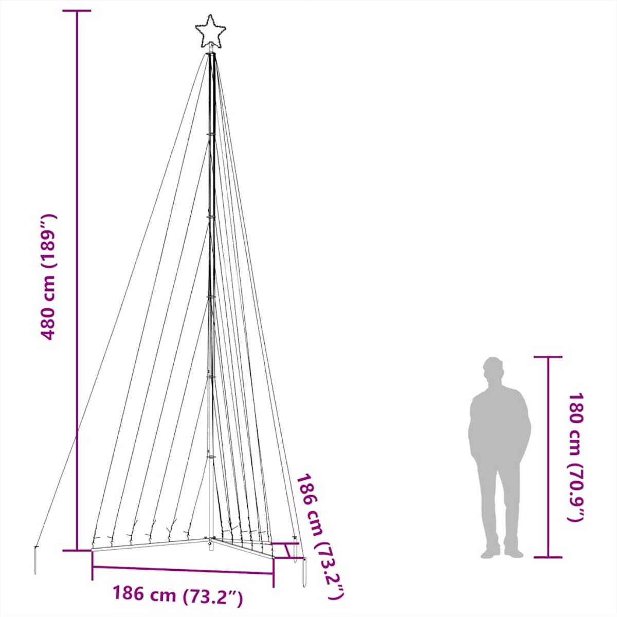 vidaXL LED-kerstboom 789 LEDs 476 cm