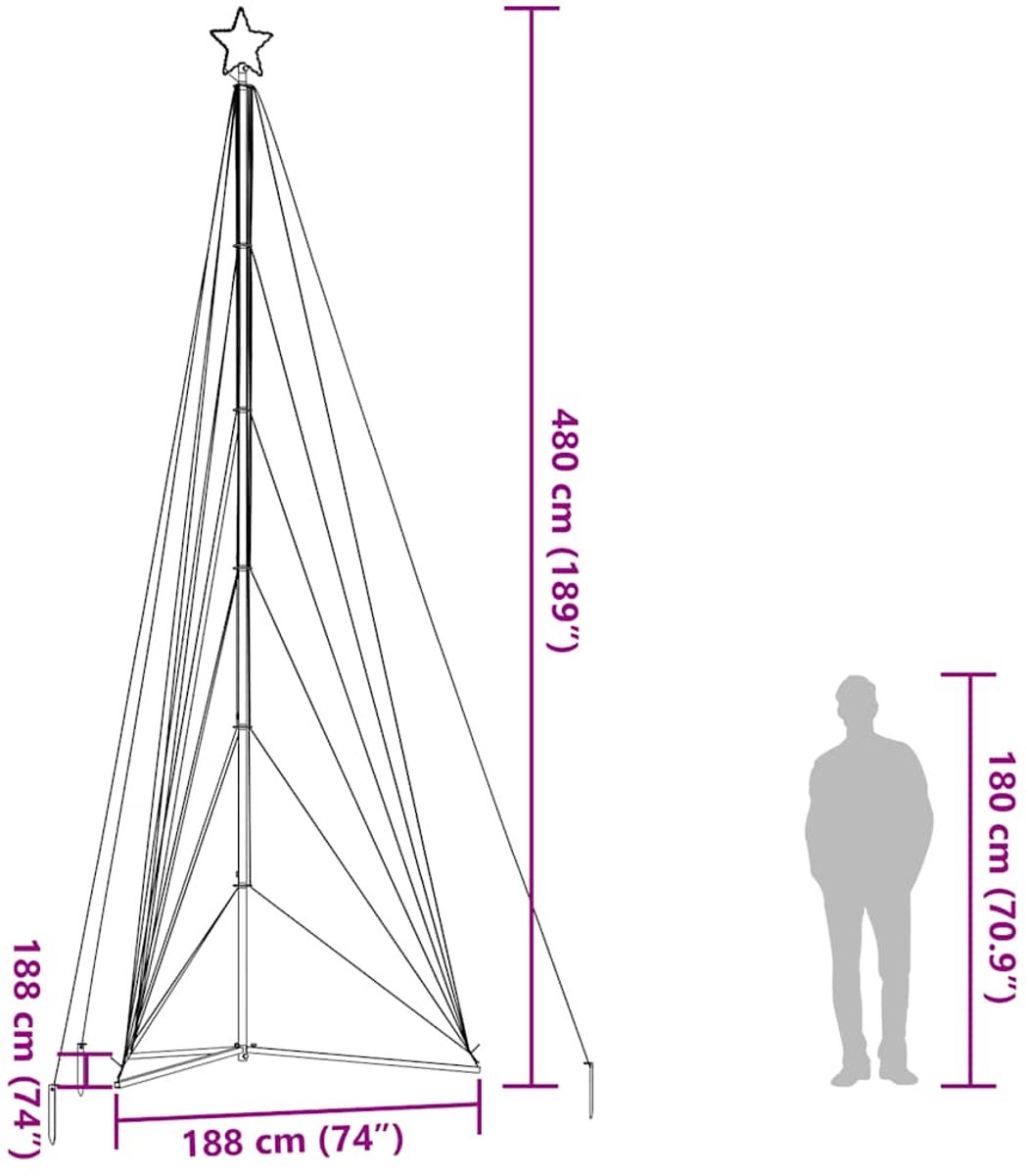 vidaXL LED-kerstboom 861 LEDs koud wit 478 cm