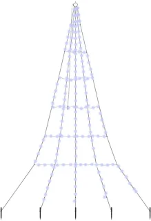vidaXL LED kerstboom met grondspikes blauw 306 cm metaal