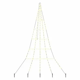 vidaXL LED-kerstboom met grondspikes, warmwit, 306 cm