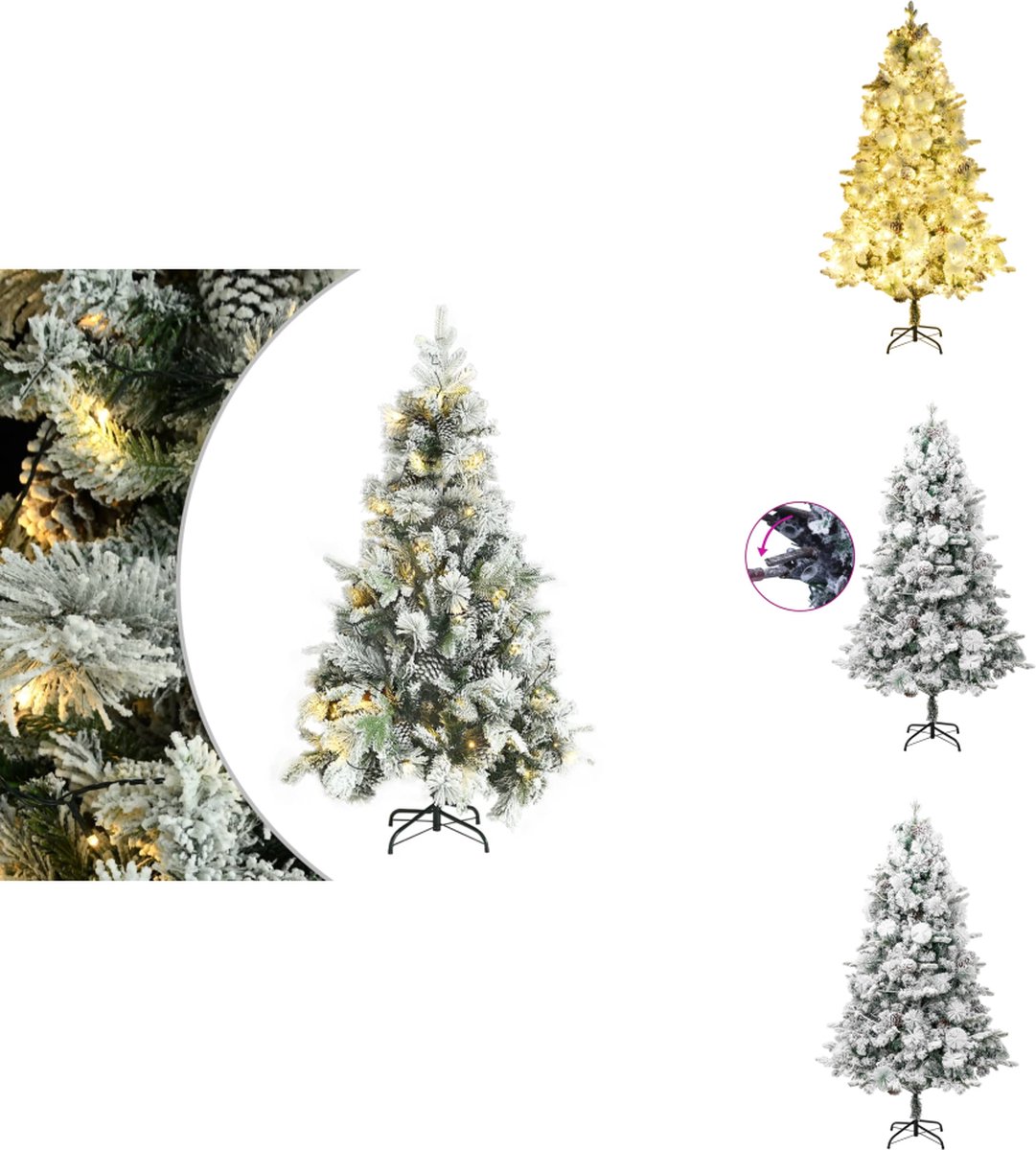 vidaXL LED Kunstkerstboom 195 cm Sneeuw en Dennenappels