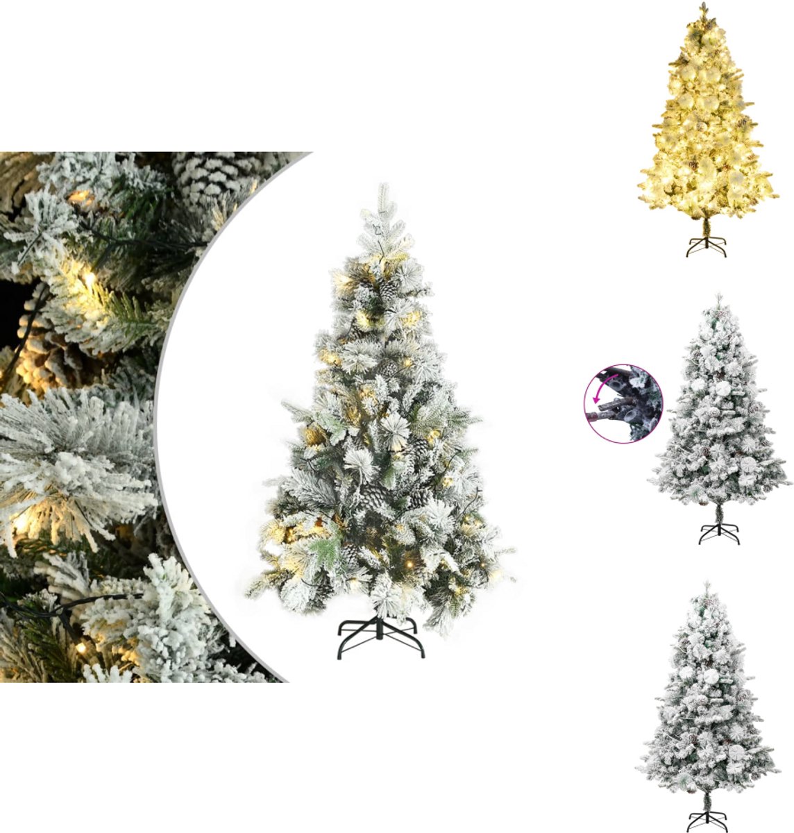 vidaXL LED Kunstkerstboom 195 cm Sneeuw en Dennenappels