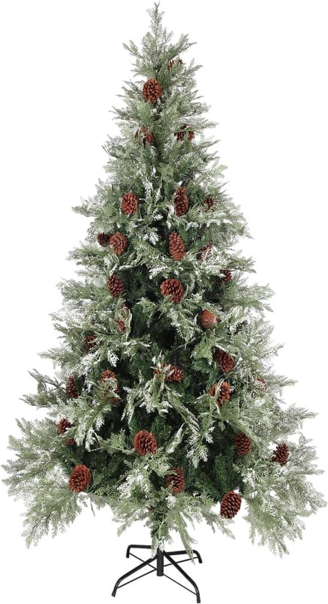 vidaXL LED Kunstkerstboom 225 cm PVC/PE groen wit