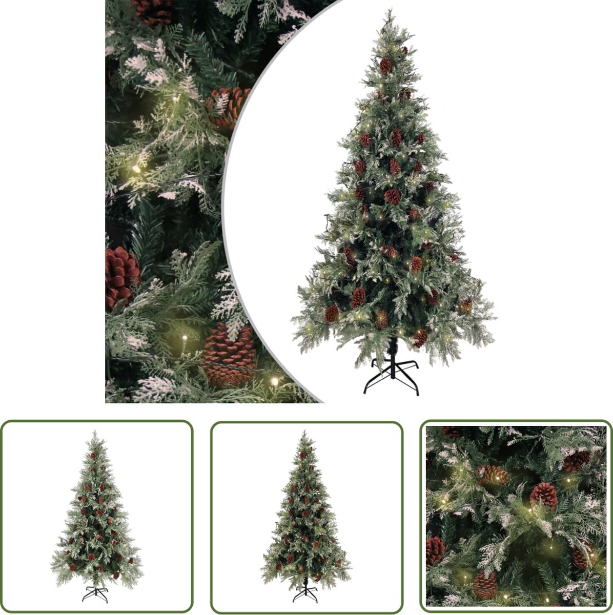 vidaXL LED Kunstkerstboom 225 cm PVC/PE groen wit