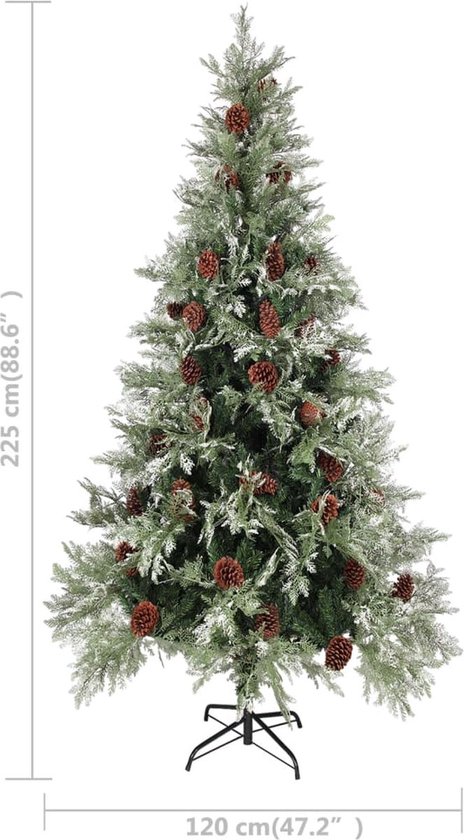 vidaXL LED Kunstkerstboom 225 cm PVC/PE groen wit