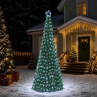 vidaXL led-tinselkerstboom EKENAS met voet, 250 cm