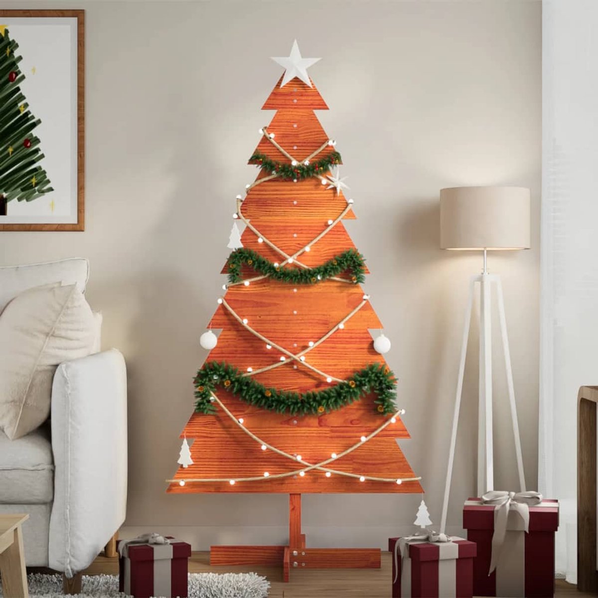 vidaXL massief grenen kerstboom 150 cm wasbruin