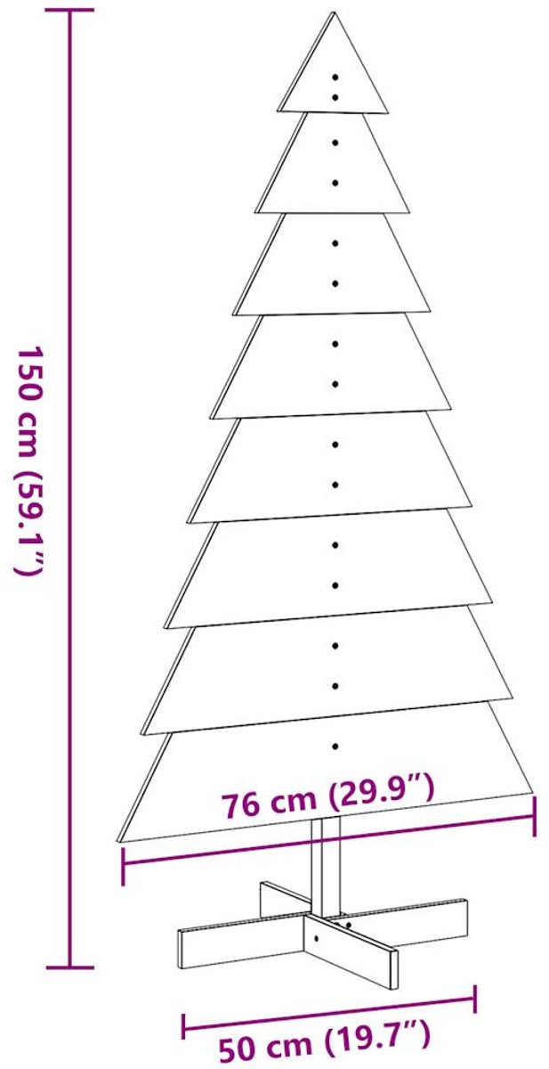 vidaXL massief grenen kerstboom 150 cm wasbruin