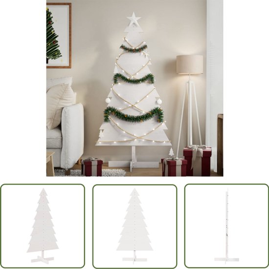 vidaXL Massief Grenenhouten Kerstboom 150 cm Wit