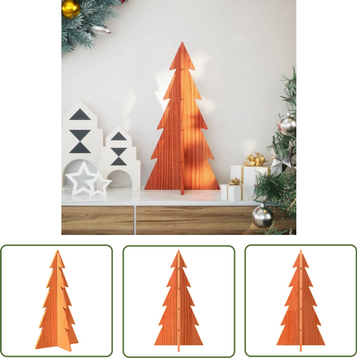 vidaXL Massief Grenenhouten Kerstboom 59,5 cm Wasbruin