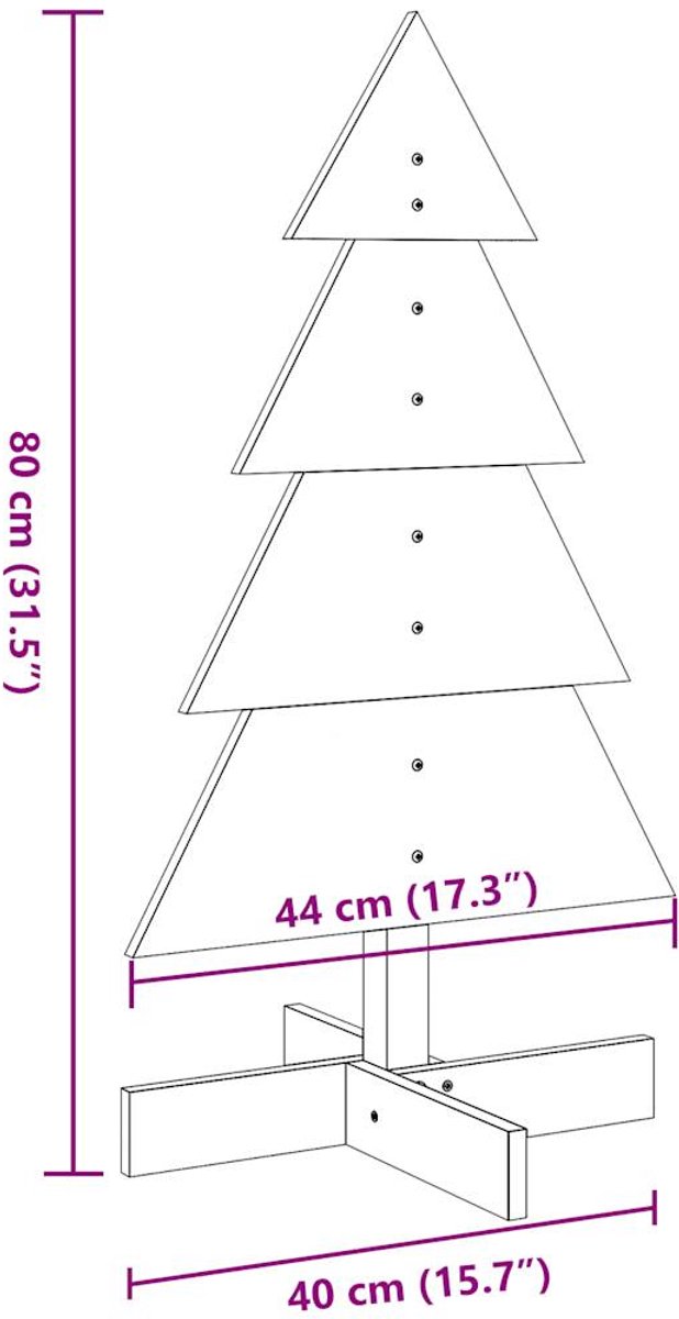 vidaXL Massief Grenenhouten Kerstboom 80 cm Wit