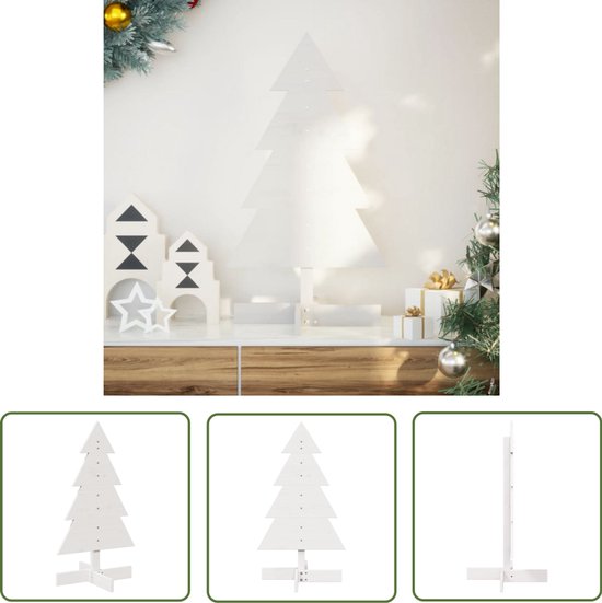 vidaXL Massief Grenenhouten Kerstboom 80 cm Wit