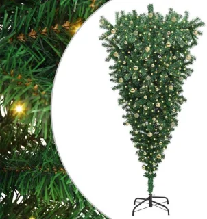 vidaXL Omgekeerde kerstboom met ballenset