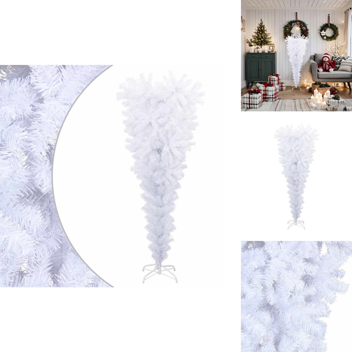 vidaXL Omgekeerde Kerstboom wit 150 cm