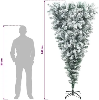 vidaXL ondersteboven kunstkerstboom 240 cm groen en wit