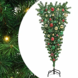 vidaXL ondersteboven kunstkerstboom met ballenset