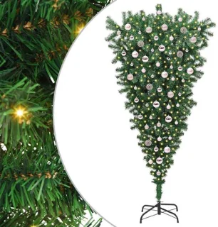 vidaXL ondersteboven kunstkerstboom van PVC, groen, 210 cm