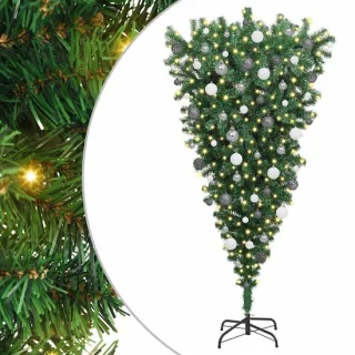 vidaXL op-en-down-kerstboom met ballenset