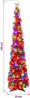 vidaXL pop-up-led-kerstboom met sterrentopper 150 cm 50 led's PET rood