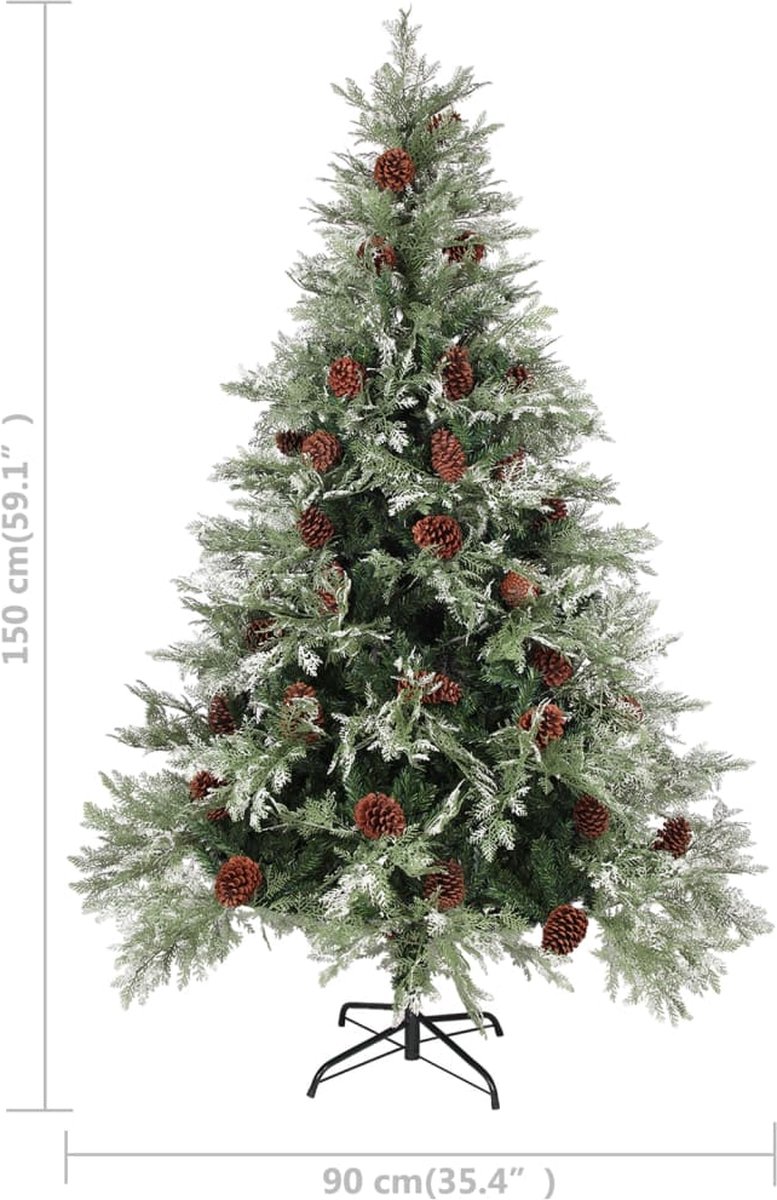 vidaXL PVC en PE LED Kerstboom 150 cm groen wit