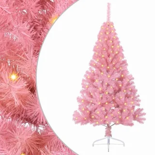 vidaXL roze kunststof kerstboom met ledverlichting, 150 cm