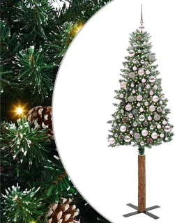 vidaXL slanke kerstboom 180 cm van pvc en massief dennenhout