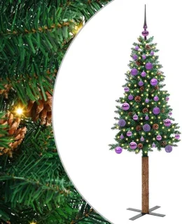 vidaXL slanke kerstboom groen 150 cm pvc en massief dennenhout
