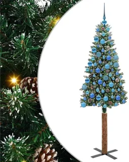 vidaXL slanke kerstboom groen 180 cm PVC en massief dennenhout