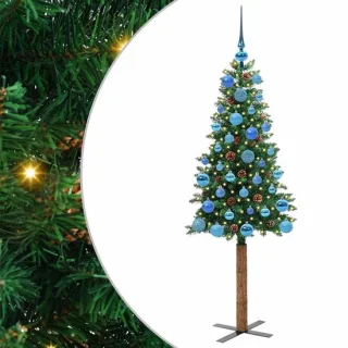 vidaXL slanke kerstboom van pvc en massief dennenhout, 150 cm