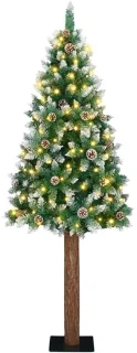 vidaXL slanke kerstboom van pvc en massief dennenhout, 180 cm