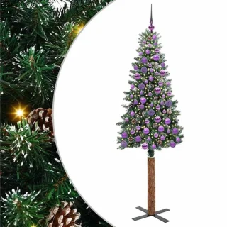 vidaXL slanke kerstboom van PVC en massief dennenhout, 180 cm